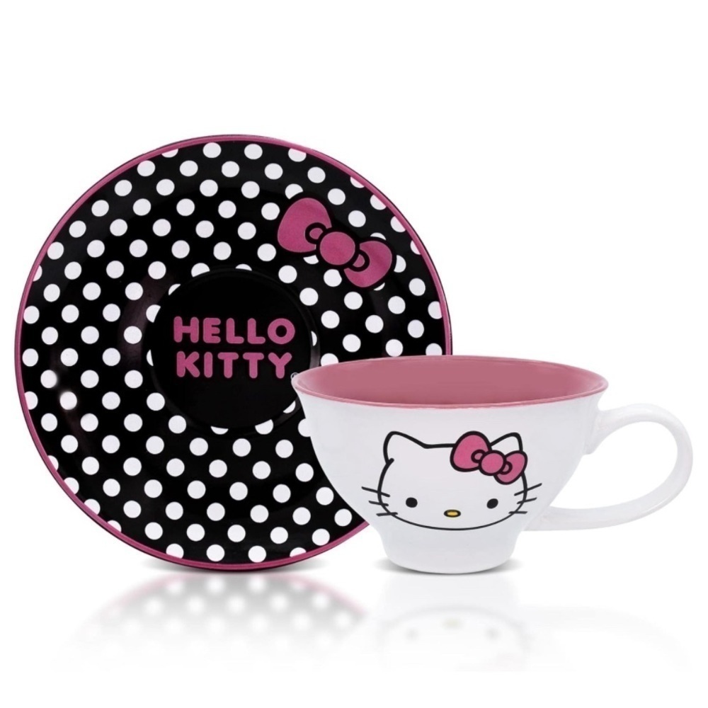 Hello Kitty Ceramic Teacup and Saucer Set